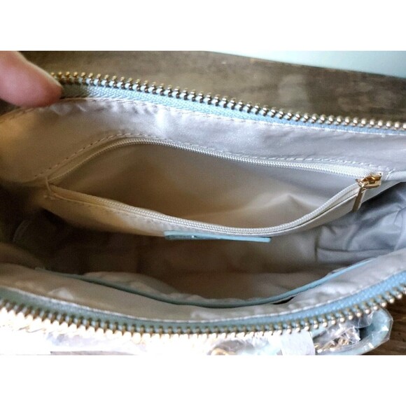 Simply Southern Mint Blue Green Crossbody Bag Gold Chain Quilted Pattern NWT - Picture 7 of 11